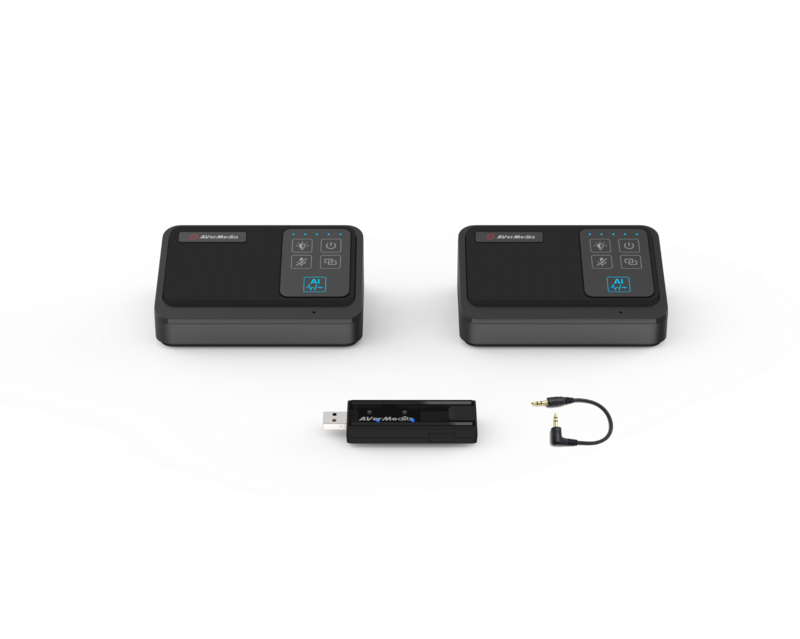 AW111 is the Wireless Expansion Microphone Kit for Mingle Bar. This wireless dual mics kit can extend the audio pickup range by up to 19.69 ft (6m).
