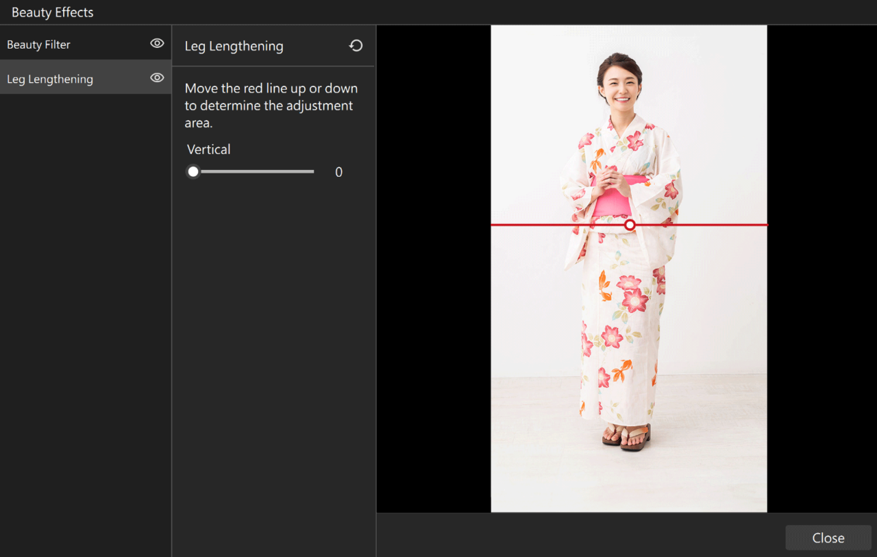 Streaming Center’s built-in beauty filters and leg-lengthening adjustment allows you to enhance your on-screen presence and look your best.